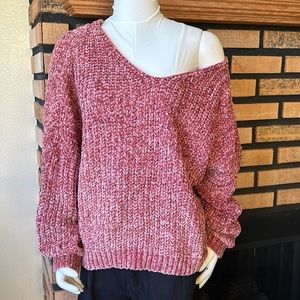 Chenille Off The Shoulder Oversized Sweater